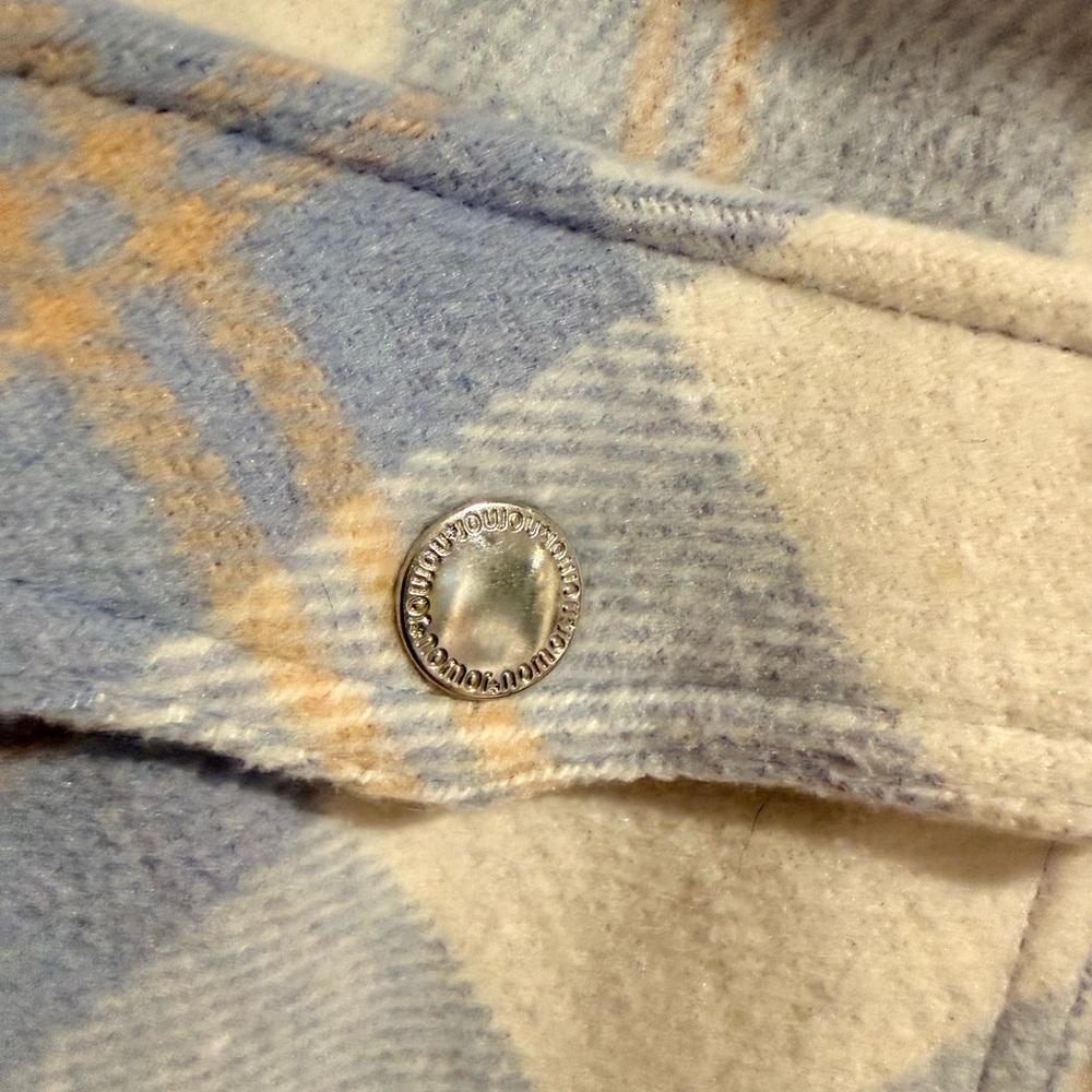 Jou Jou Blue and Cream Plaid Shirt Jacket - Picture 3 of 8